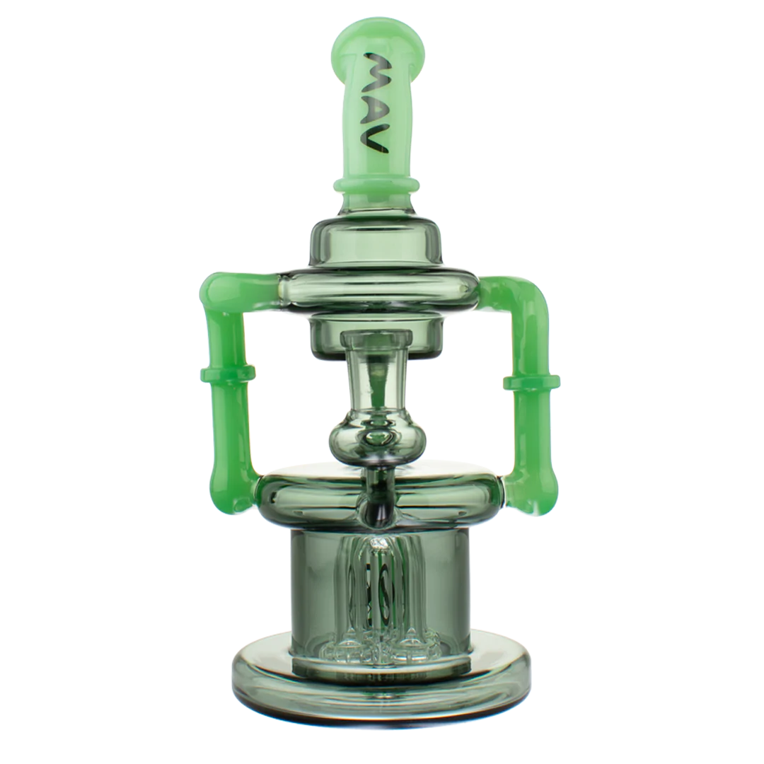 Mav Glass WP The Pasadena Microscopic Quad Shower Bent Neck Recycler 8" Female 14mm