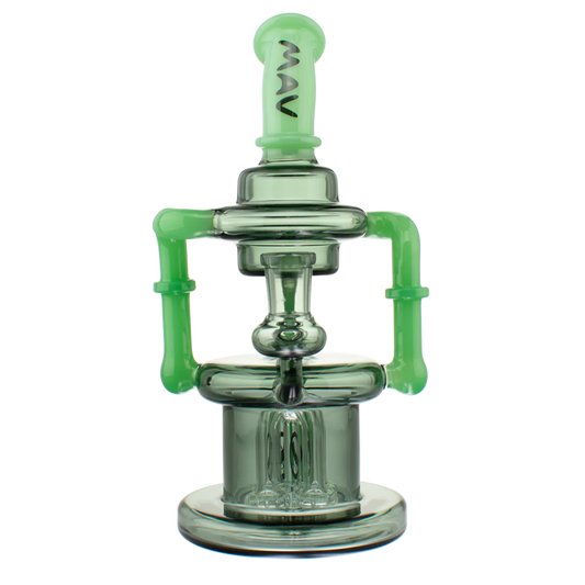 Mav Glass WP The Pasadena Microscopic Quad Shower Bent Neck Recycler 8" Female 14mm