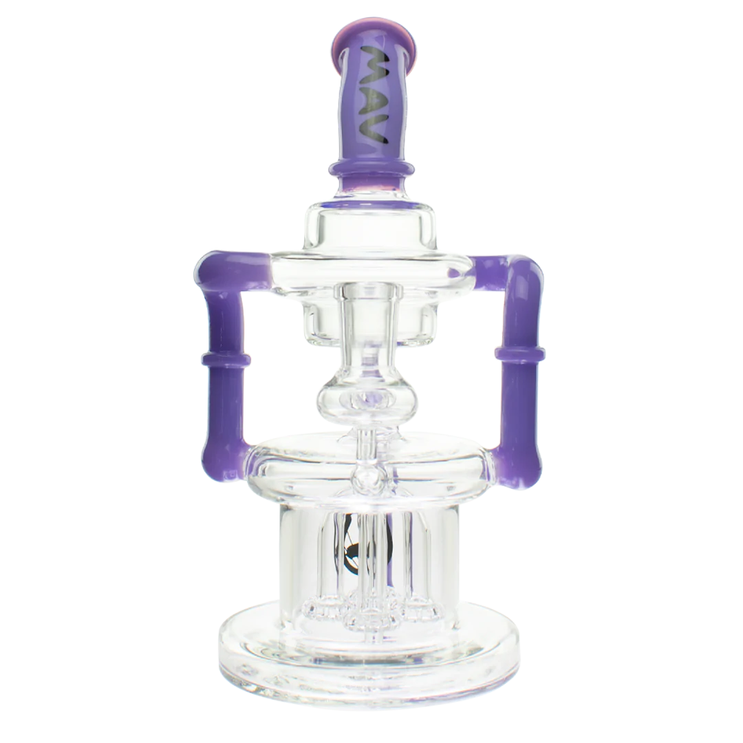 Mav Glass WP The Pasadena Microscopic Quad Shower Bent Neck Recycler 8" Female 14mm