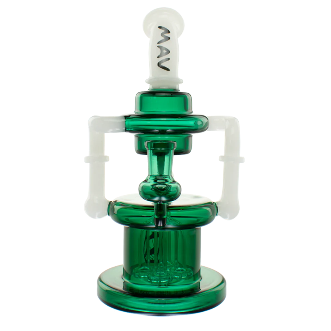 Mav Glass WP The Pasadena Microscopic Quad Shower Bent Neck Recycler 8" Female 14mm