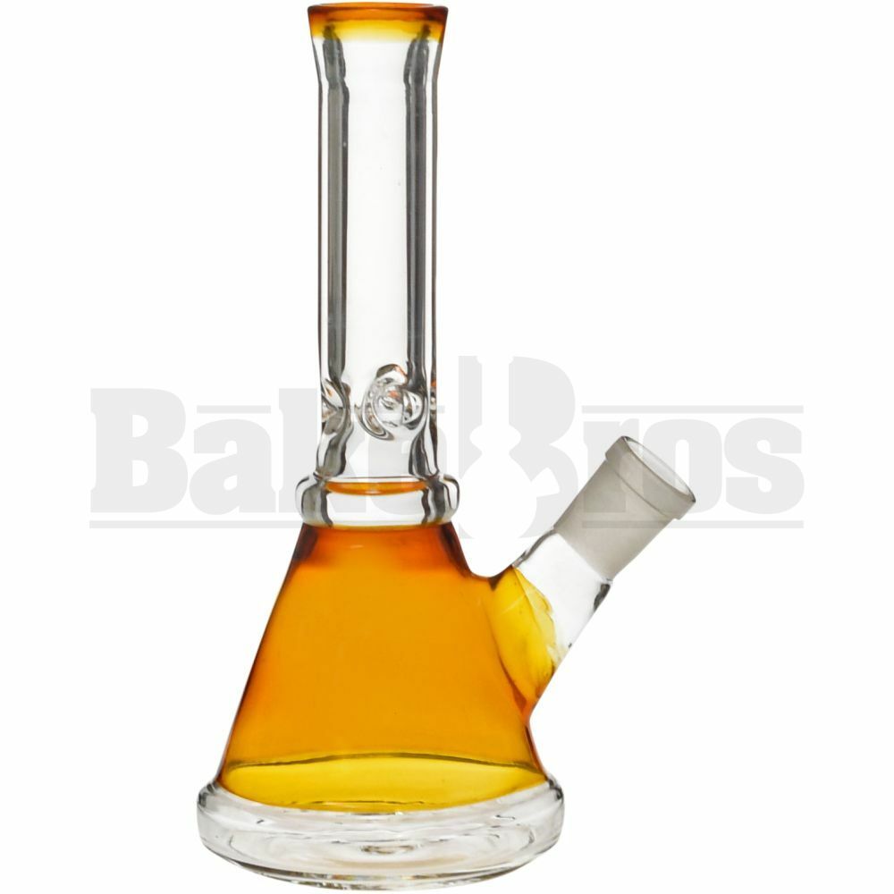 WP DOUBLE RING BEAKER TOP AND BOTTOM COLOR 8" AMBER FEMALE 18MM