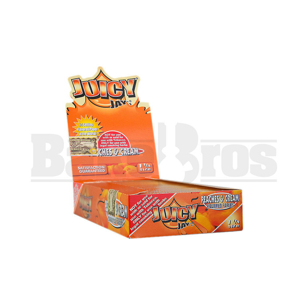 JUICY JAY'S FLAVORED PAPERS 32 LEAVES 1 1/4 PEACHES & CREAM Pack of 24