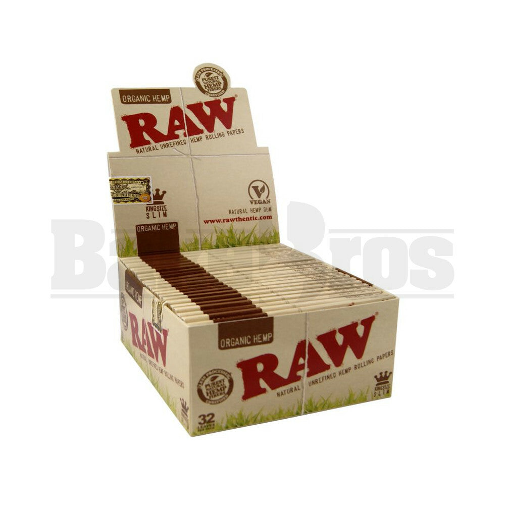 RAW ROLLING PAPERS ORGANIC KING SIZE SLIM 32 LEAVES UNFLAVORED Pack of 50