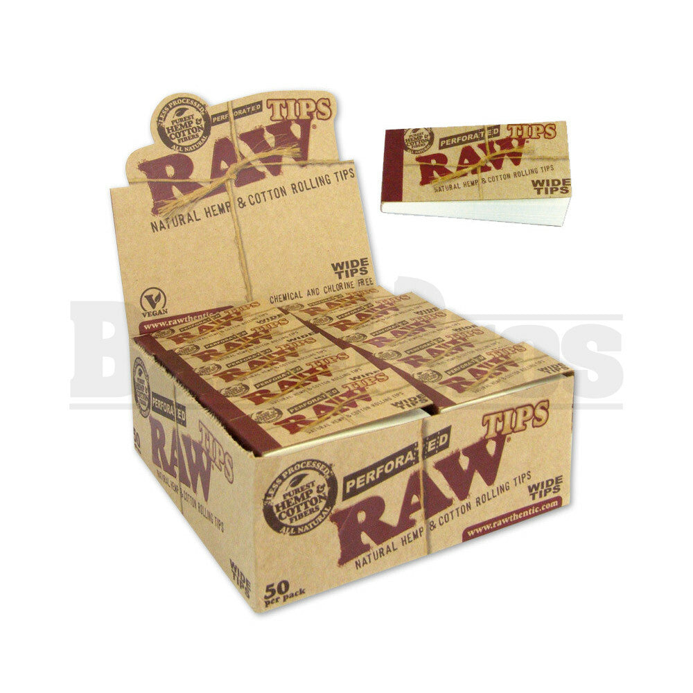 RAW ROLLING PAPERS CLASSIC TIPS 50 TIPS UNFLAVORED Pack of 50