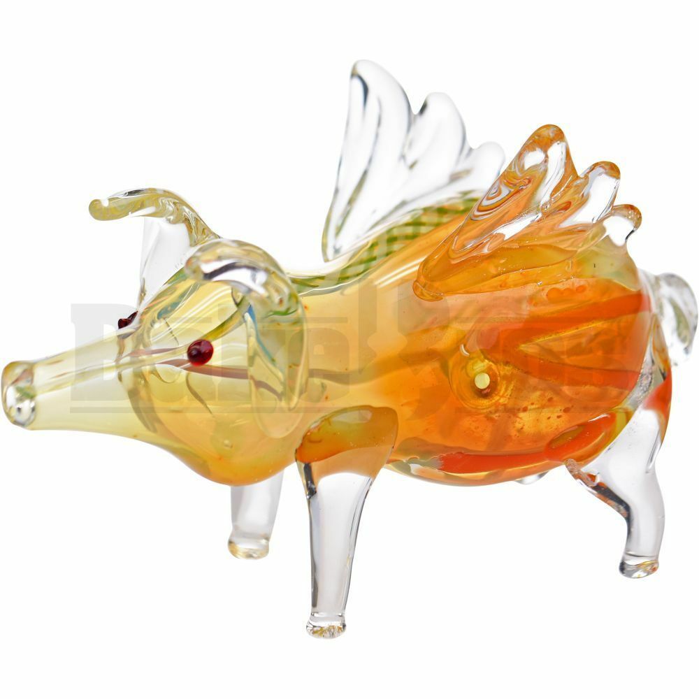 ANIMAL HAND PIPE FLYING PIG 5" ASSORTED COLORS
