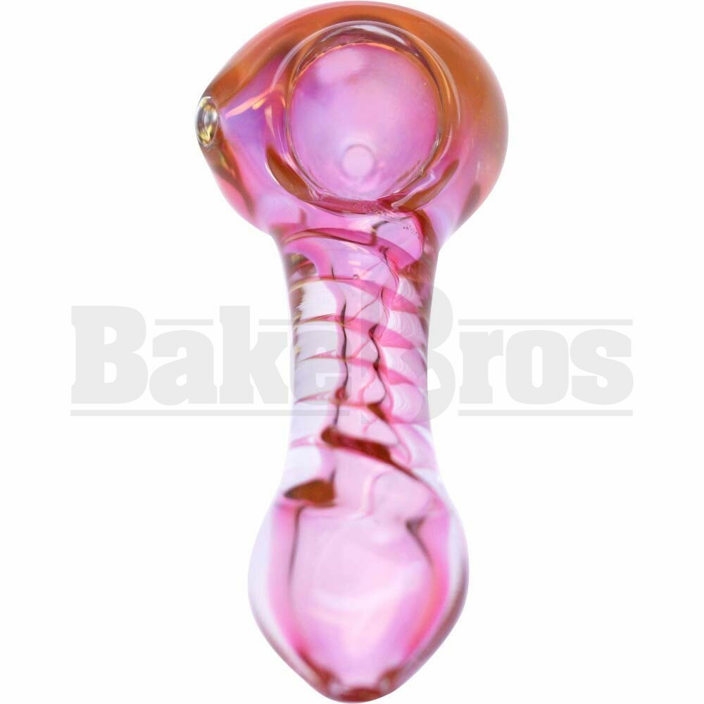 GLASS SPOON HAND PIPE HELIX TWIST FULL COLOR 3.5" PINK