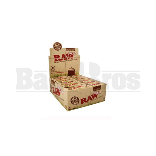 RAW ROLLING PAPERS ROLLS ORGANIC HEMP 5 METER ROLLS UNFLAVORED Pack of 24