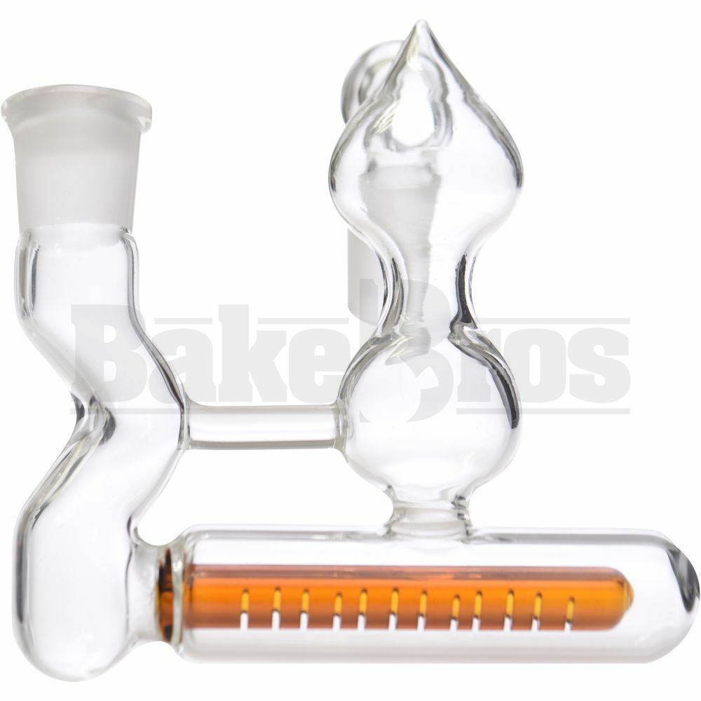 ASHCATCHER INLINE PERC HOUR GLASS T SHAPE 45* ANGLE JOINT AMBER MALE 18MM