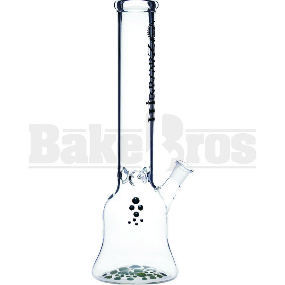 SMOKIN MIRRORZ WP BELL HOUSING BEAKER WITH BUBBLES ART DESIGN 15" CLEAR FEMALE 18MM