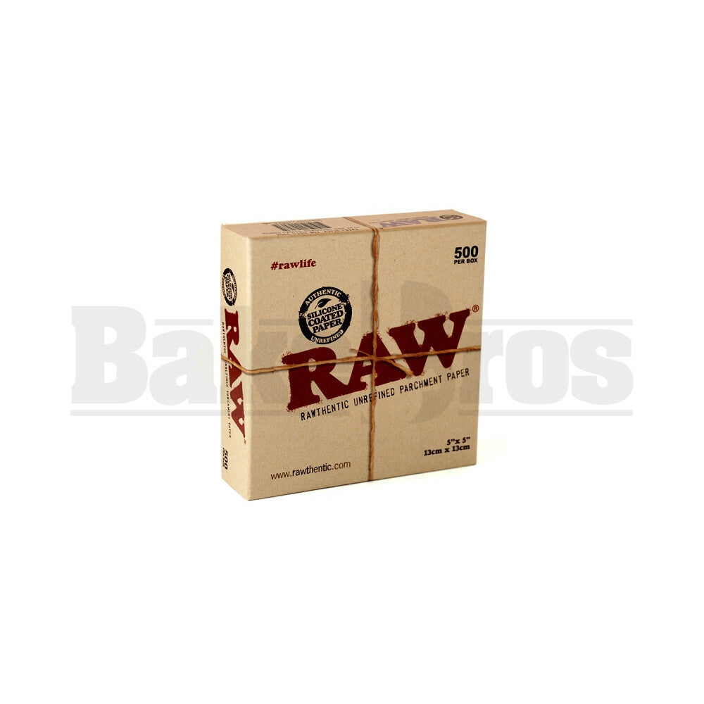RAW RAWTHENTIC UNREFINED 5"x5" PARCHMENT PAPER BOX(500 LEAVES) UNFLAVORED Pack of 1