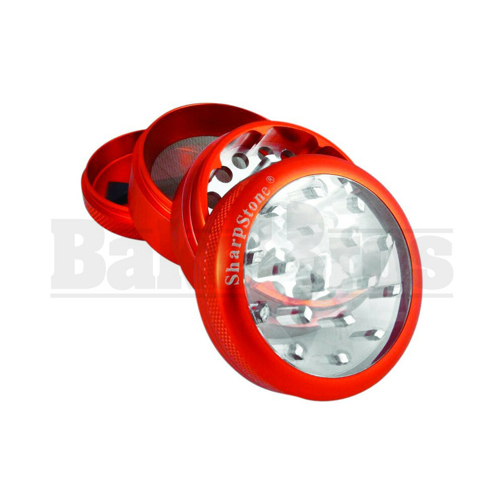 SHARPSTONE CLEAR TOP GRINDER 4 PIECE 2.2" RED Pack of 1