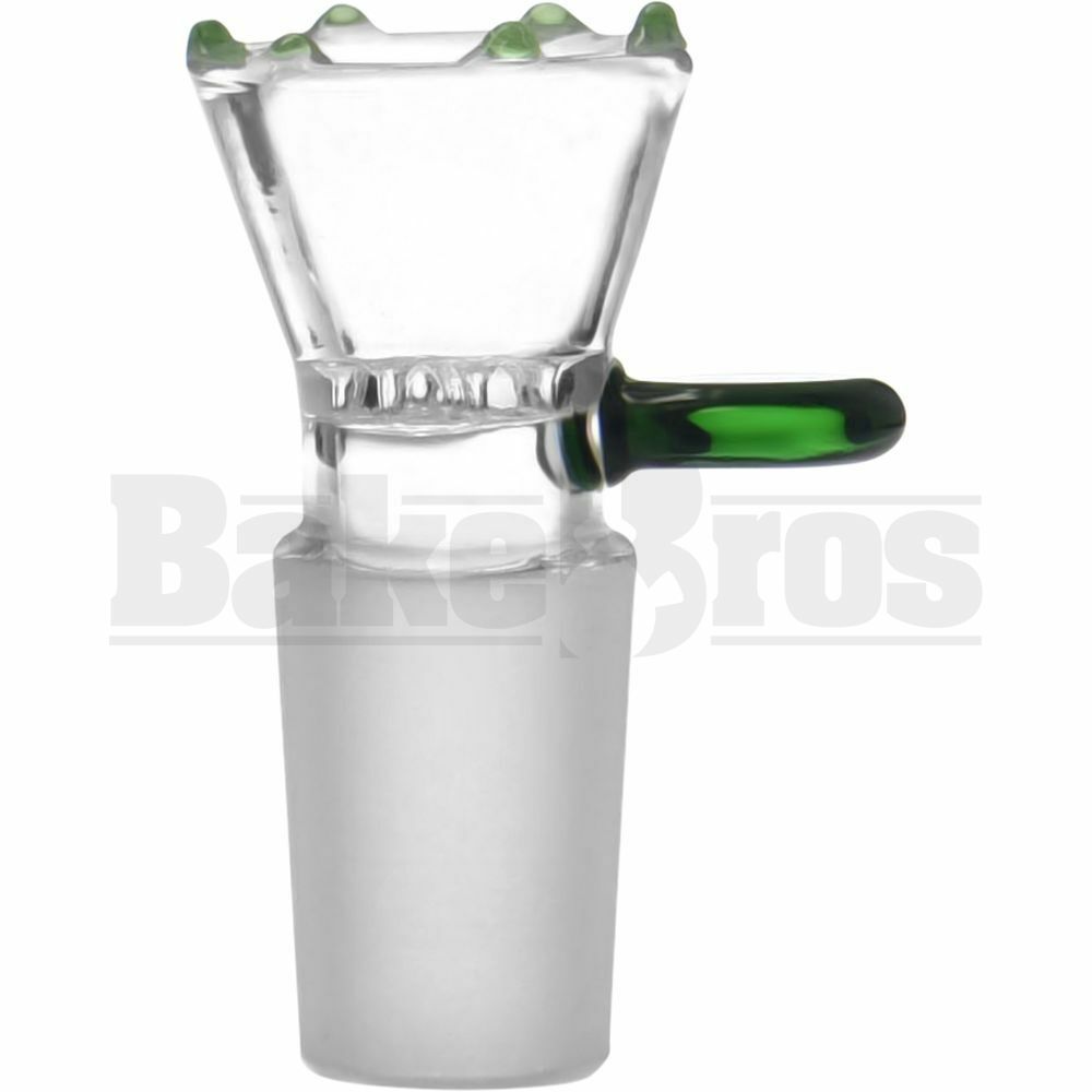 BOWL FUNNEL GLASS DOTS FLAT HANDLE GREEN 18MM