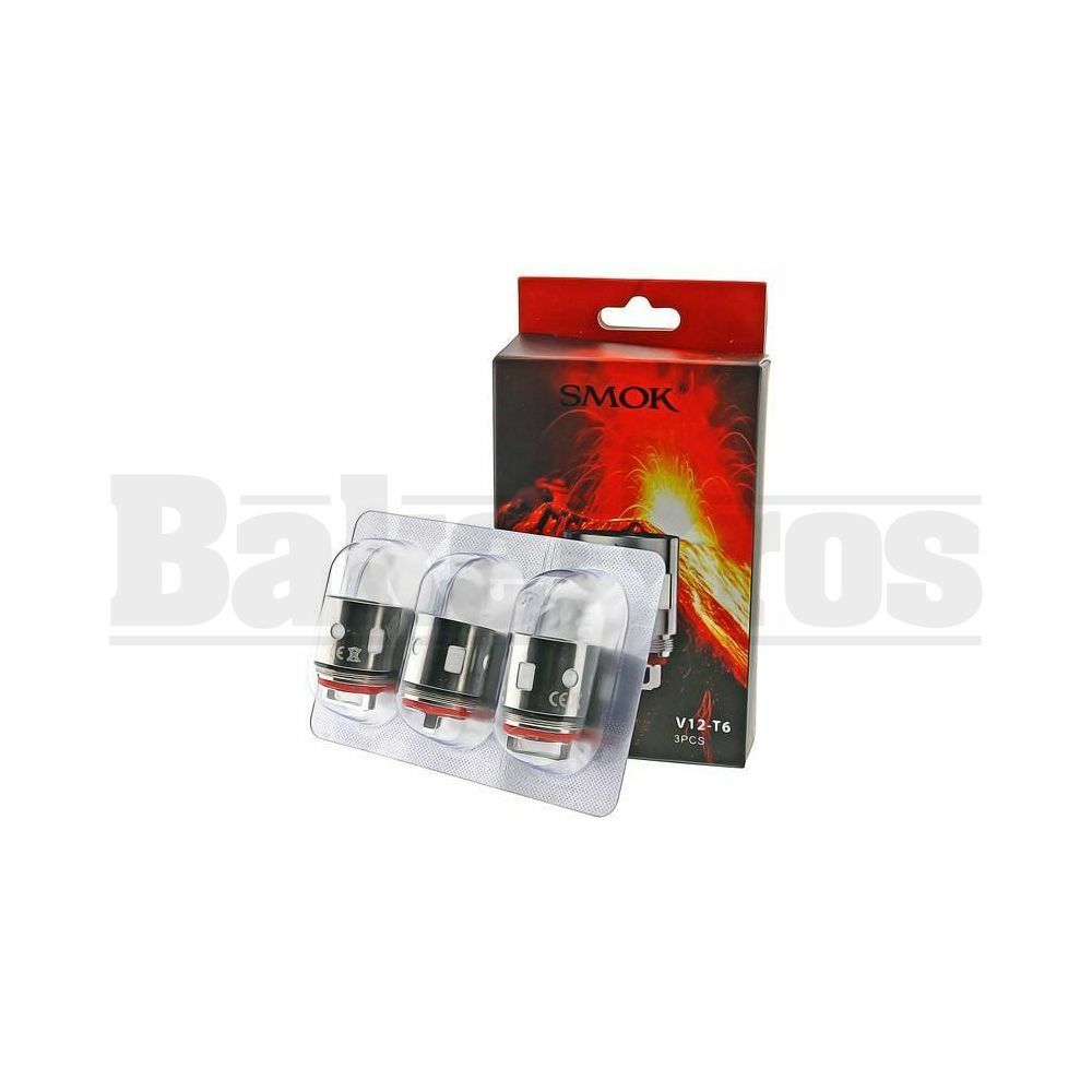 SMOK V12-T6 REPLACEMENT ATOMIZER SEXTUPLE COIL 120W-180W 0.17 OHM PACK OF 3 SILVER