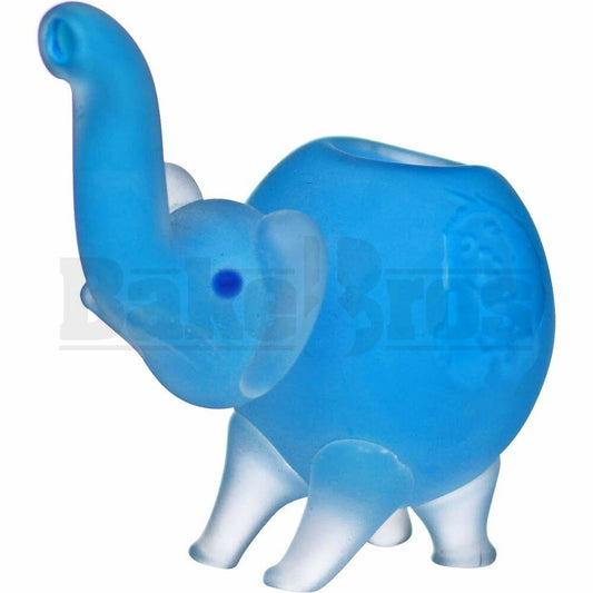 ANIMAL HAND PIPE GLASS ELEPHANT W/ DREADLOCK FACE 3D ETCH 4" ASSORTED