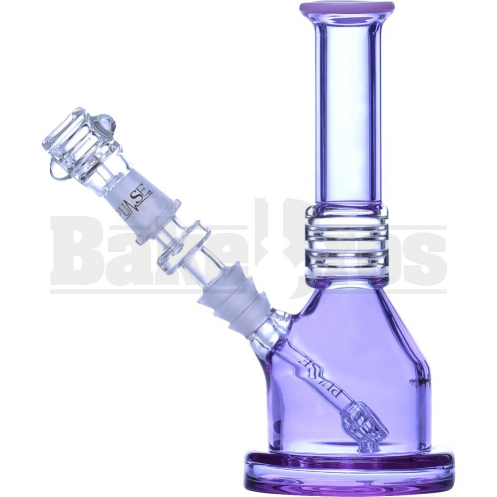 PULSE WP MINI BARREL STEM BEAKER VAPOR RIG 7" PURPLE PINK FEMALE 14MM