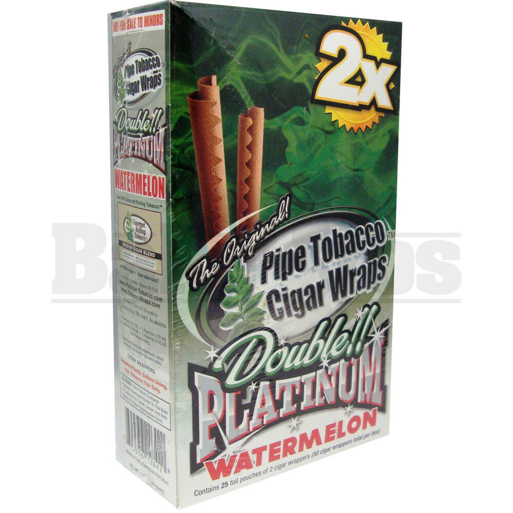 DOUBLE!! PLATINUM CIGAR WRAPS 2 PER PACK WATERMELON Pack of 25