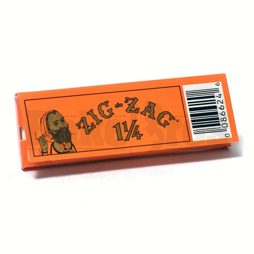 ZIG ZAG ROLLING PAPERS ORANGE 1 1/4" 32 LEAVES UNFLAVORED Pack of 6