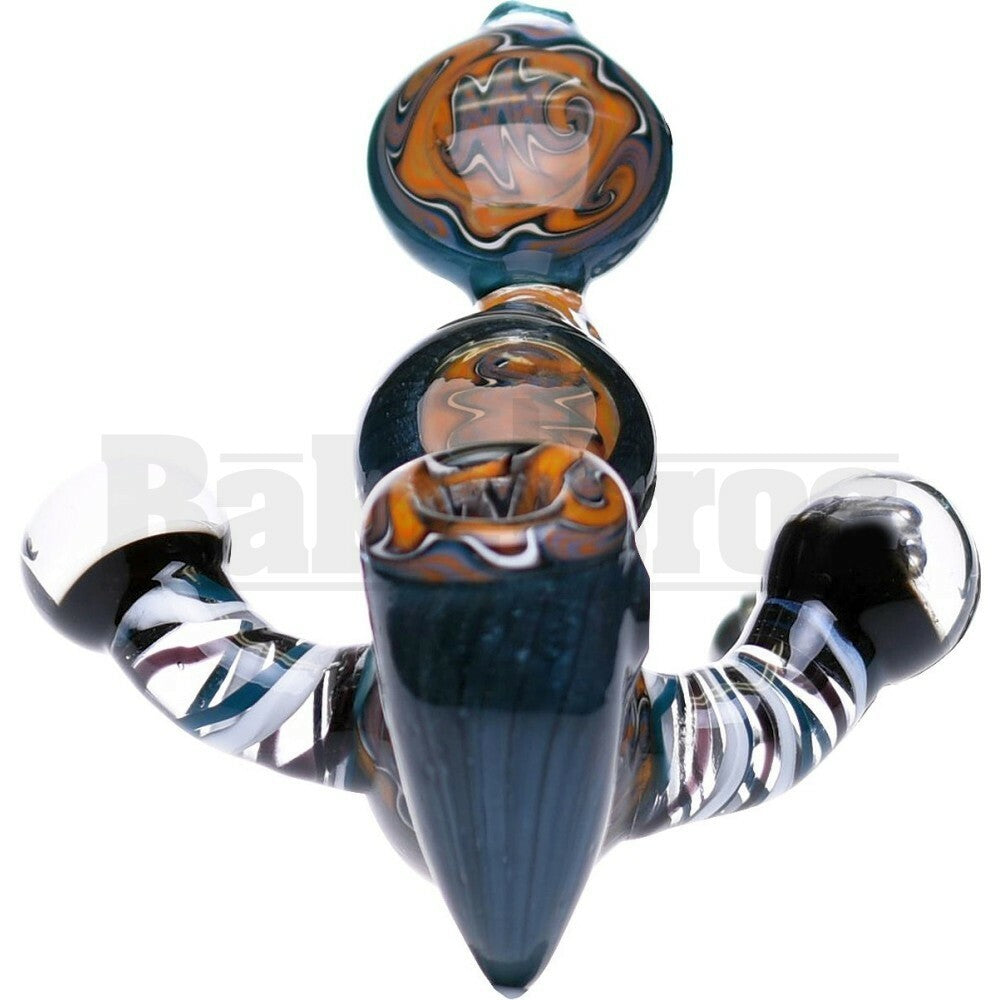 BUBBLER HAND PIPE ALIEN ROBOT 5" BLUE ORANGE