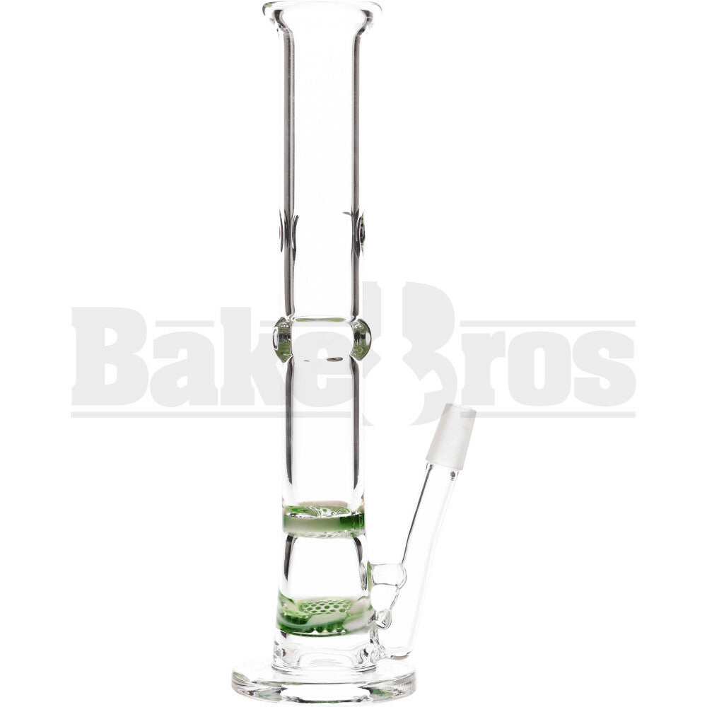 WP STAGGERED 2X HONEYCOMB DISK PERC STRAIGHT TUBE 10" GREEN WHITE MALE 14MM