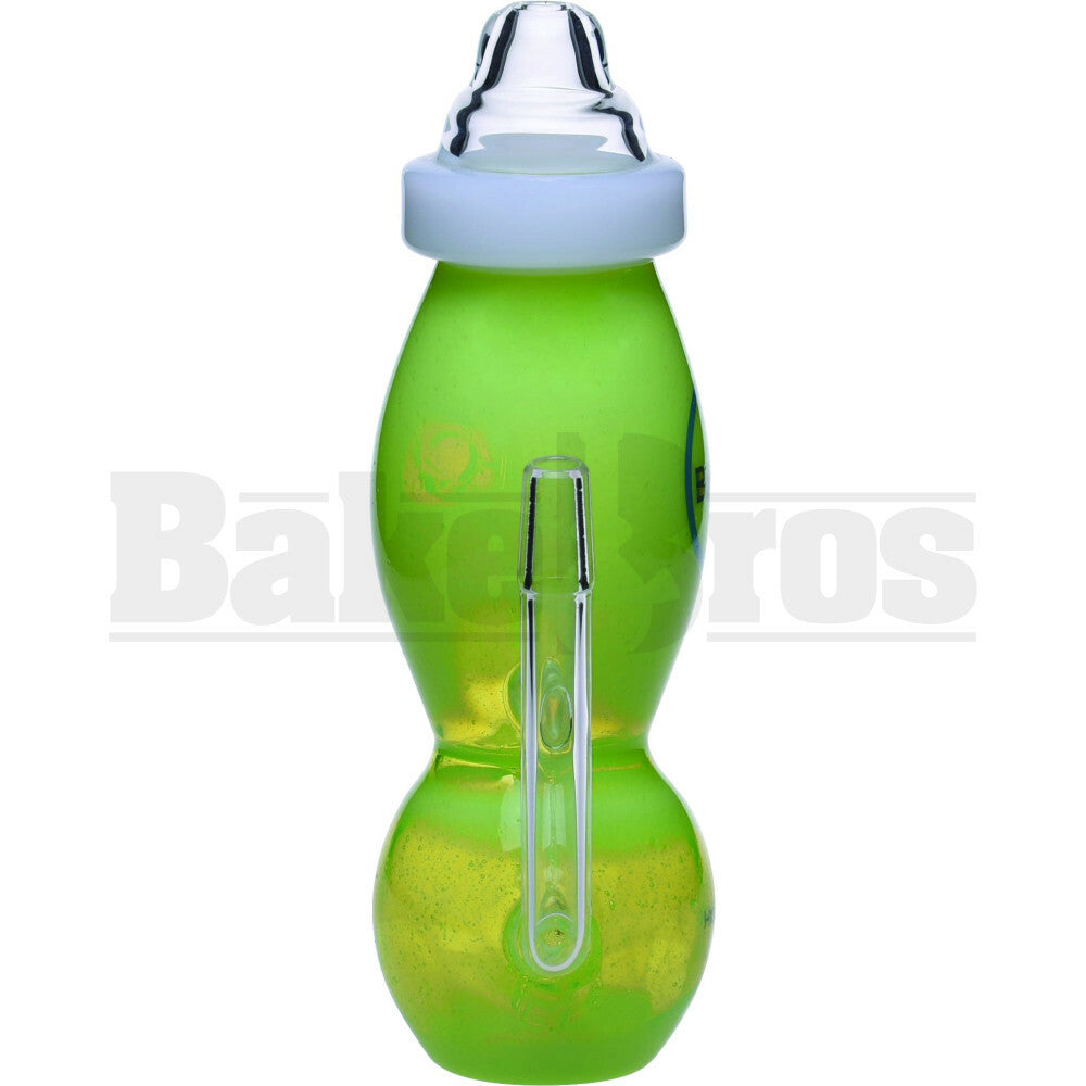 HIGH TECH WP BABY BOTTLE RECYCLER W/ SPLASHGUARD 8" SLIME GREEN MALE 14MM