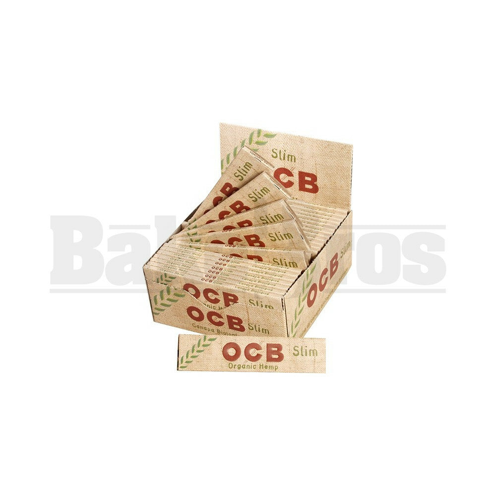 OCB ORGANIC HEMP UNBLEACHED PAPERS SLIM KING SIZE WITH TIPS 32 LEAVES UNFLAVORED Pack of 24