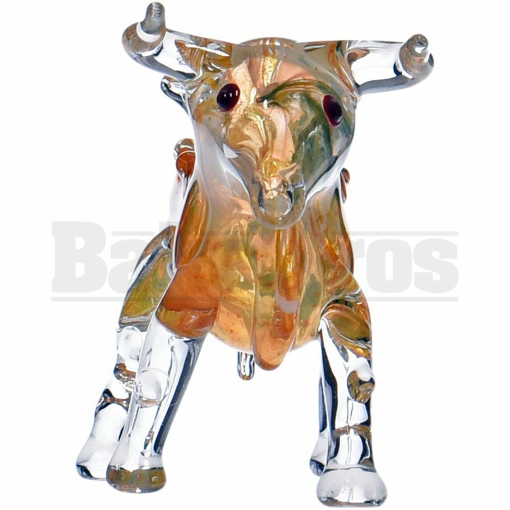 ANIMAL HAND PIPE BULL WITH LINEAR DESIGNS 6" ASSORTED COLORS