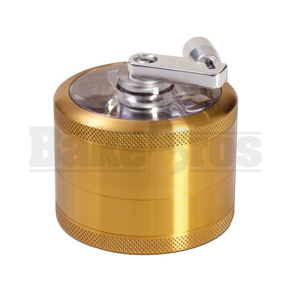 WINDMILL GRINDER CRANK W/ POLLEN COLLECTOR 4 CHAMBER 2.5" GOLD Pack of 1