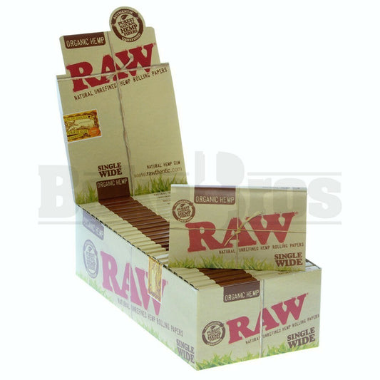 RAW ORGANIC HEMP ROLLING PAPERS SINGLE WIDE DOUBLE FEED 100 LEAVES UNFLAVORED Pack of 25