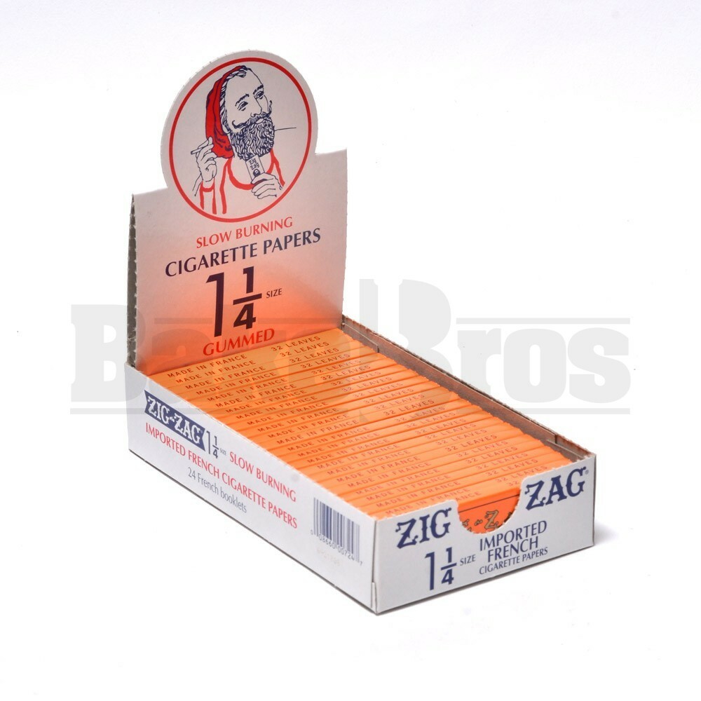 ZIG ZAG ROLLING PAPERS ORANGE 1 1/4" 32 LEAVES UNFLAVORED Pack of 24