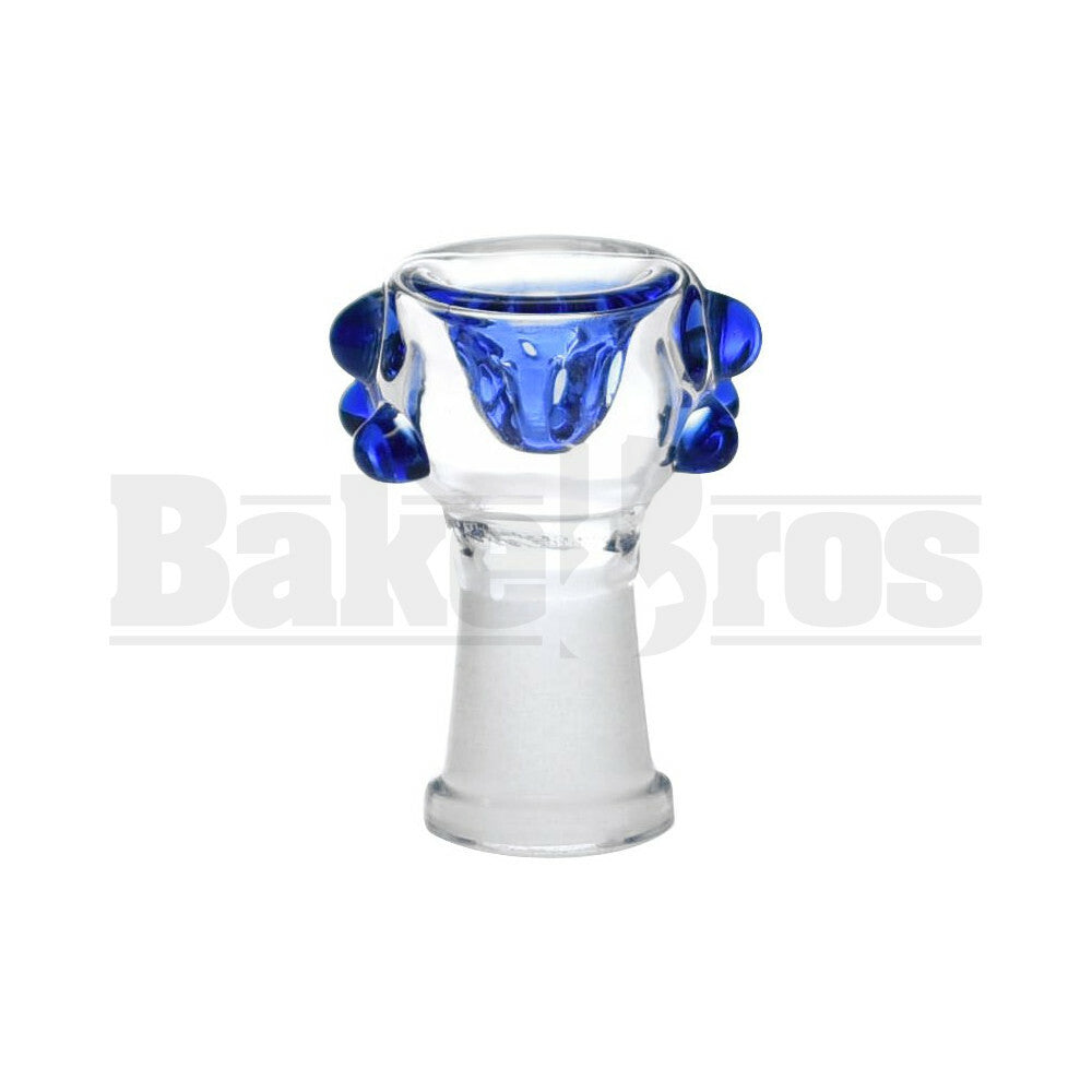 FEMALE BOWL SPHERE HEAD GRIP DOTS FULL MELT BLUE 14MM
