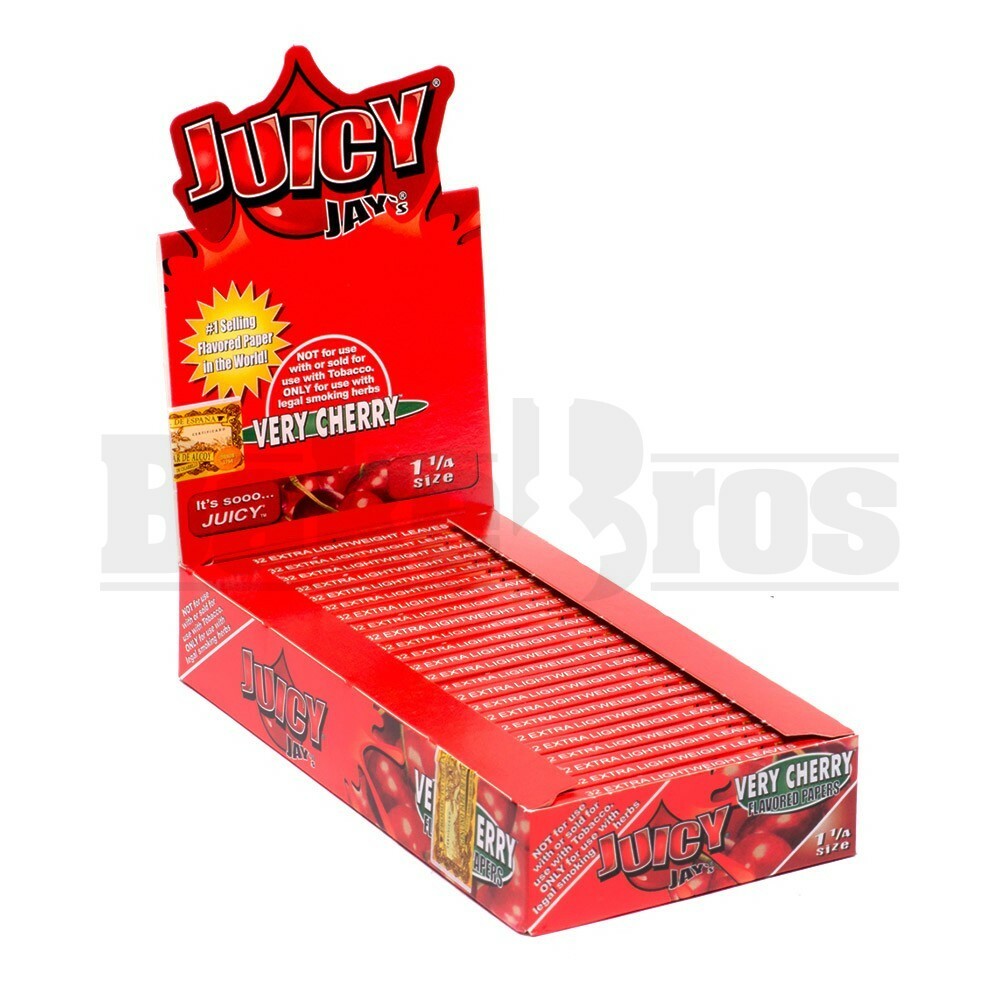 JUICY JAY'S FLAVORED PAPERS 32 LEAVES 1 1/4 VERY CHERRY Pack of 24