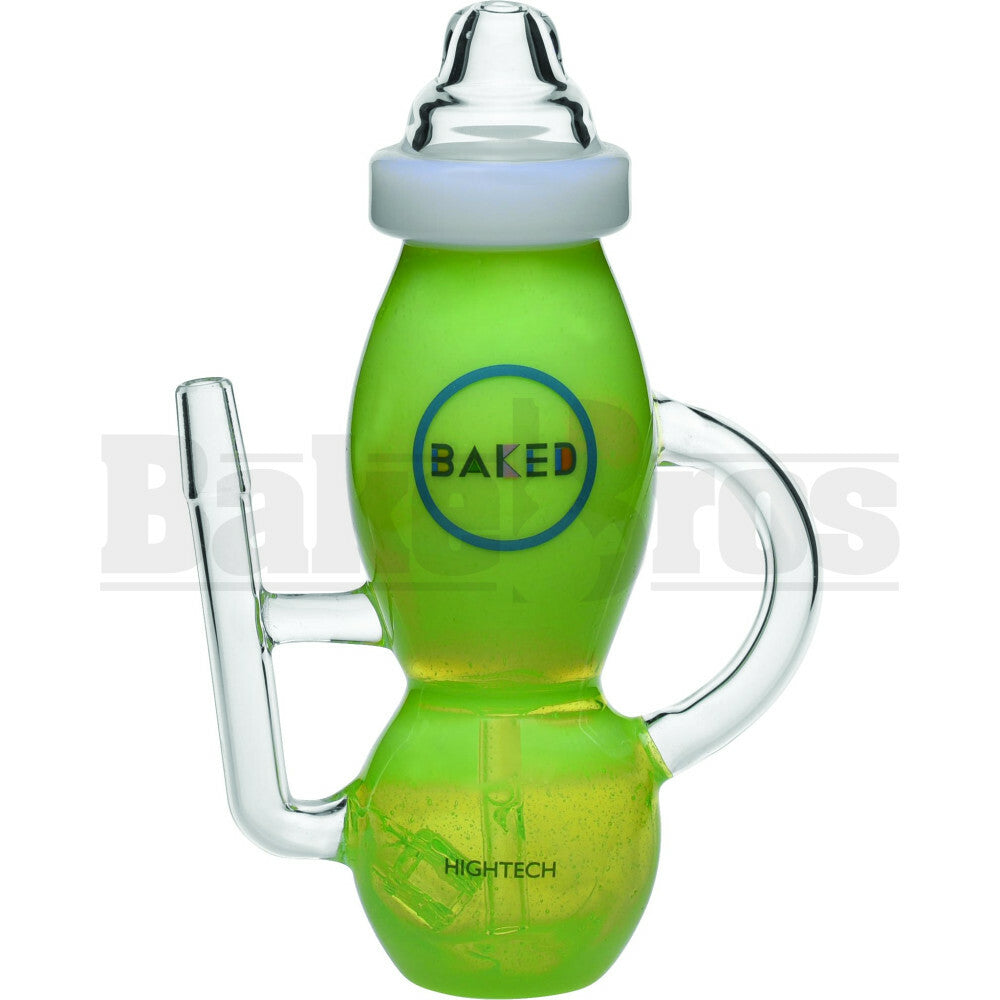 HIGH TECH WP BABY BOTTLE RECYCLER W/ SPLASHGUARD 8" SLIME GREEN MALE 14MM