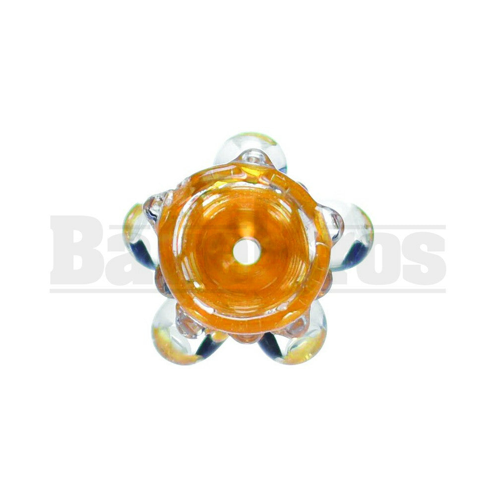BOWL SMALL FUNNEL GLASS PINCH DOTS COLOR LINES YELLOW CLEAR 14MM
