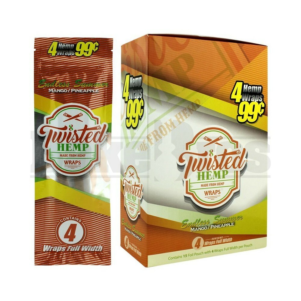 TWISTED HEMP WRAPS 4 PER PACK MANGO / PINEAPPLE Pack of 15