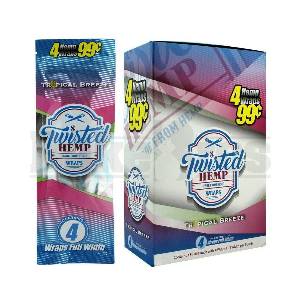 TWISTED HEMP WRAPS 4 PER PACK TROPICAL BREEZE Pack of 15