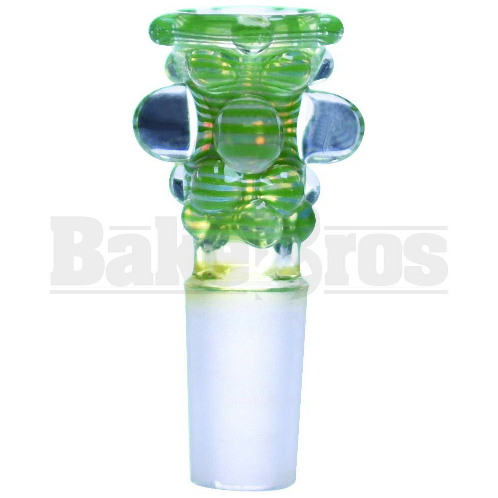 BOWL SMALL FUNNEL GLASS PINCH DOTS COLOR LINES GREEN BLUE 14MM