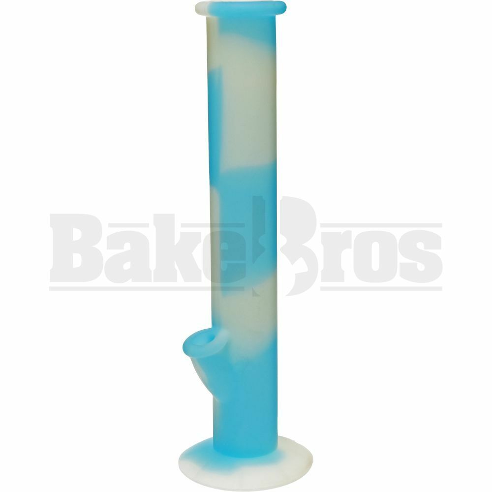 SILICONE WP STRAIGHT TUBE 1 ASSORTED DESIGN 14" GLOW IN THE DARK TEAL BLUE GREEN FEMALE 18MM