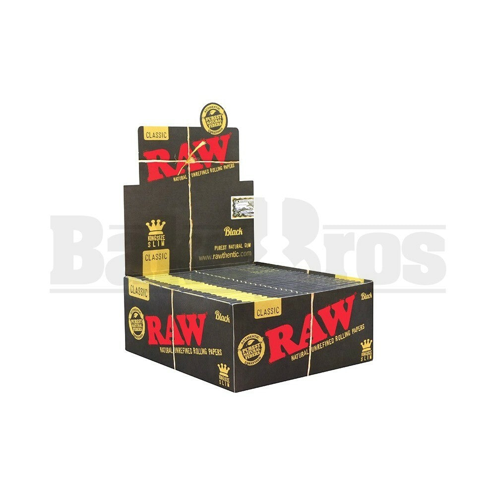 RAW BLACK CLASSIC ROLLING PAPERS KING SIZE SLIM 32 LEAVES UNFLAVORED Pack of 50