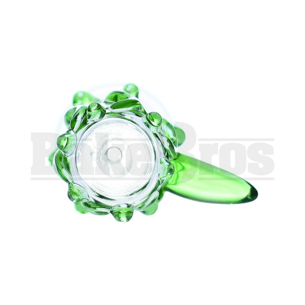 FEMALE BOWL DRIPPING GLASS W/ HANDLE GREEN 14MM