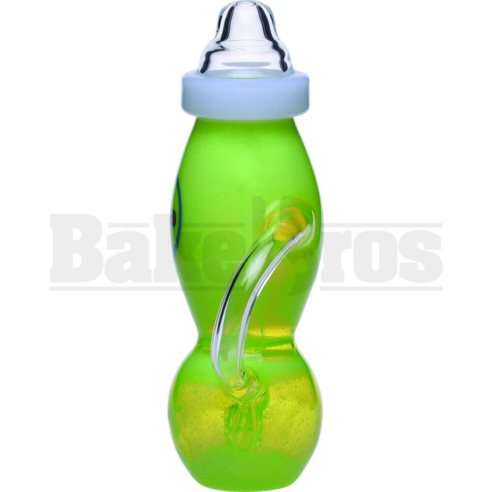 HIGH TECH WP BABY BOTTLE RECYCLER W/ SPLASHGUARD 8" SLIME GREEN MALE 14MM