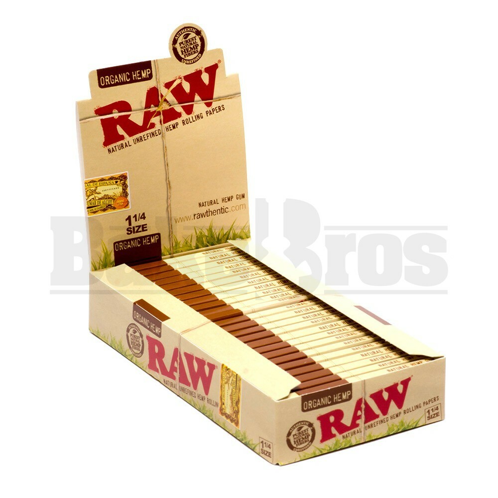 RAW HEMP PAPERS ORGANIC 1 1/4 50 LEAVES UNFLAVORED Pack of 24