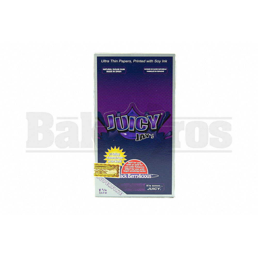 JUICY JAY'S FLAVORED PAPERS 1 1/4 32 LEAVES SUPERFINE BLACK BERRYLICIOUS Pack of 24