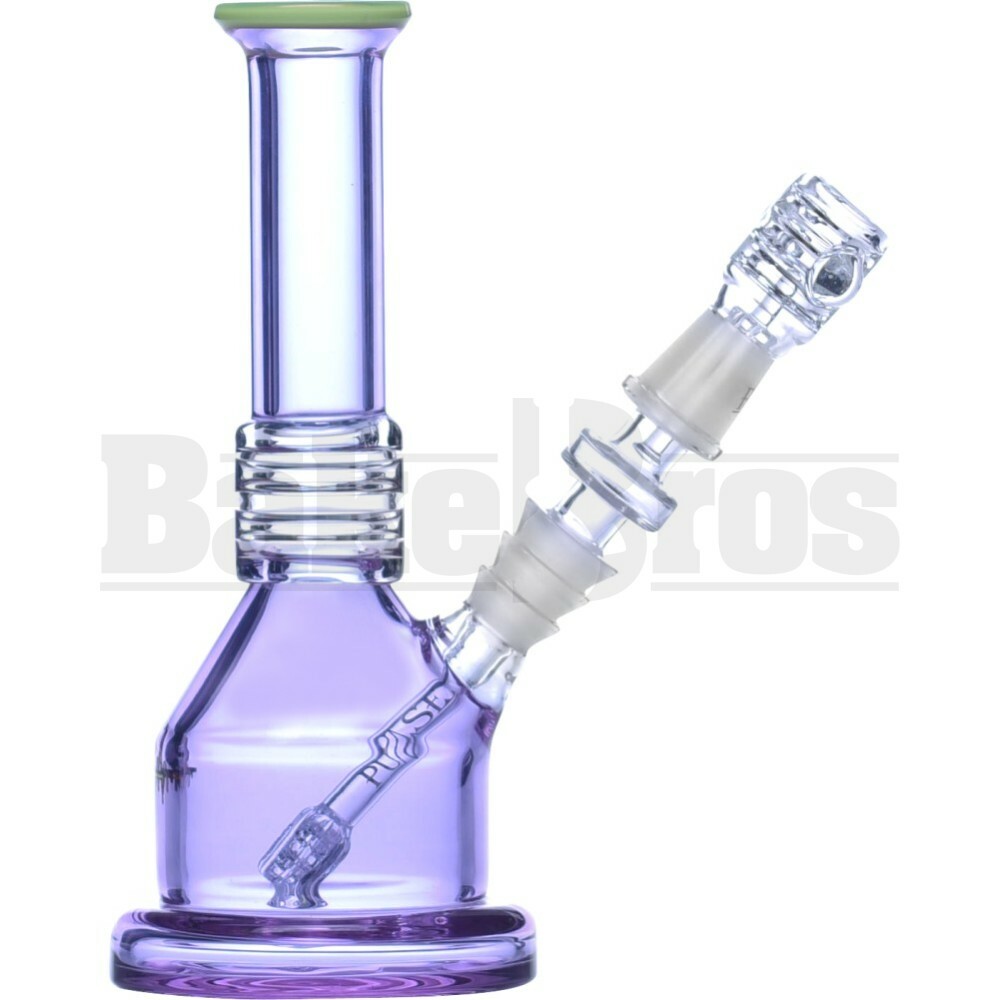 PULSE WP MINI BARREL STEM BEAKER VAPOR RIG 7" PURPLE SLIME GREEN FEMALE 14MM
