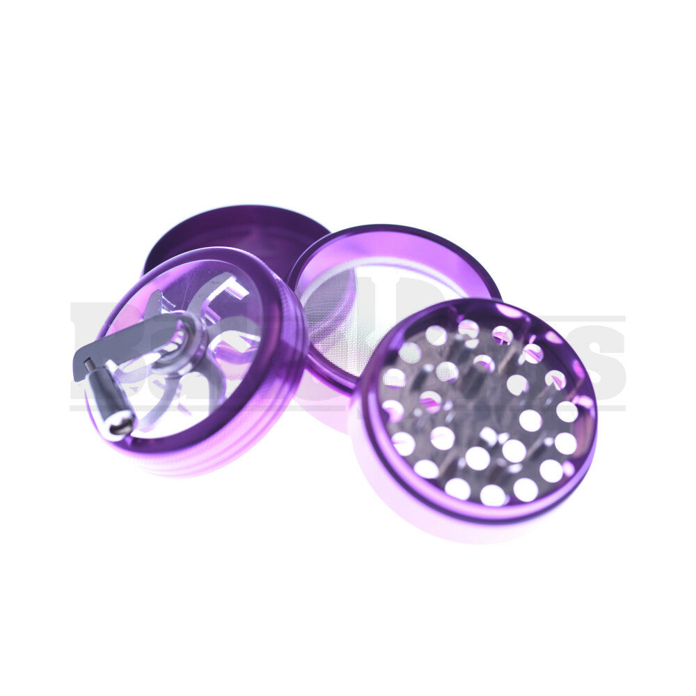 WINDMILL GRINDER CRANK W/ POLLEN COLLECTOR 4 CHAMBER 2.5" PURPLE Pack of 1