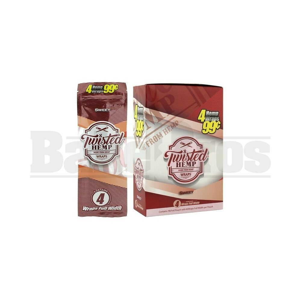 TWISTED HEMP WRAPS 4 PER PACK SWEET Pack of 15