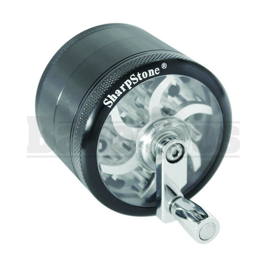 SHARPSTONE CLEAR TOP GRINDER WITH CRANK 4 PIECE 2.5" BLACK Pack of 1
