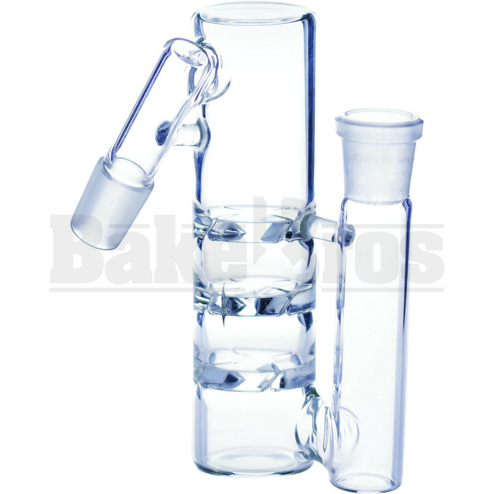 ASHCATCHER 1.5" DIAM 3X TURBINE DISK PERC L CONFIG 45* ANGLE JOINT CLEAR MALE 18MM