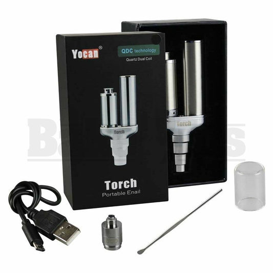 YOCAN TORCH PORTABLE ENAIL QUARTZ DUAL COIL TECHNOLOGY SILVER