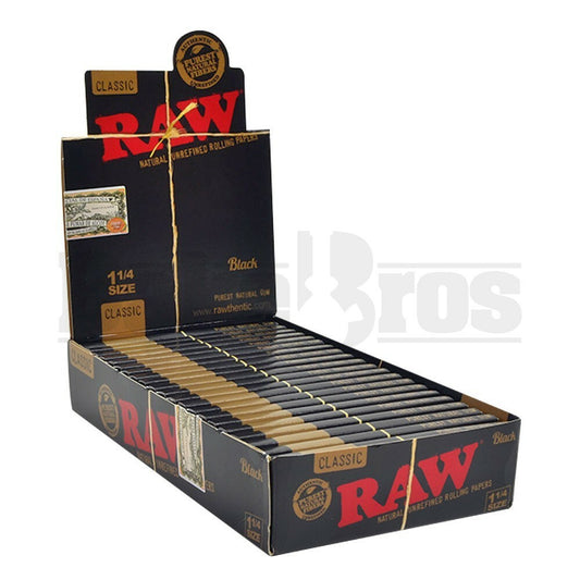 RAW BLACK CLASSIC ROLLING PAPERS 1 1/4 50 LEAVES UNFLAVORED Pack of 24