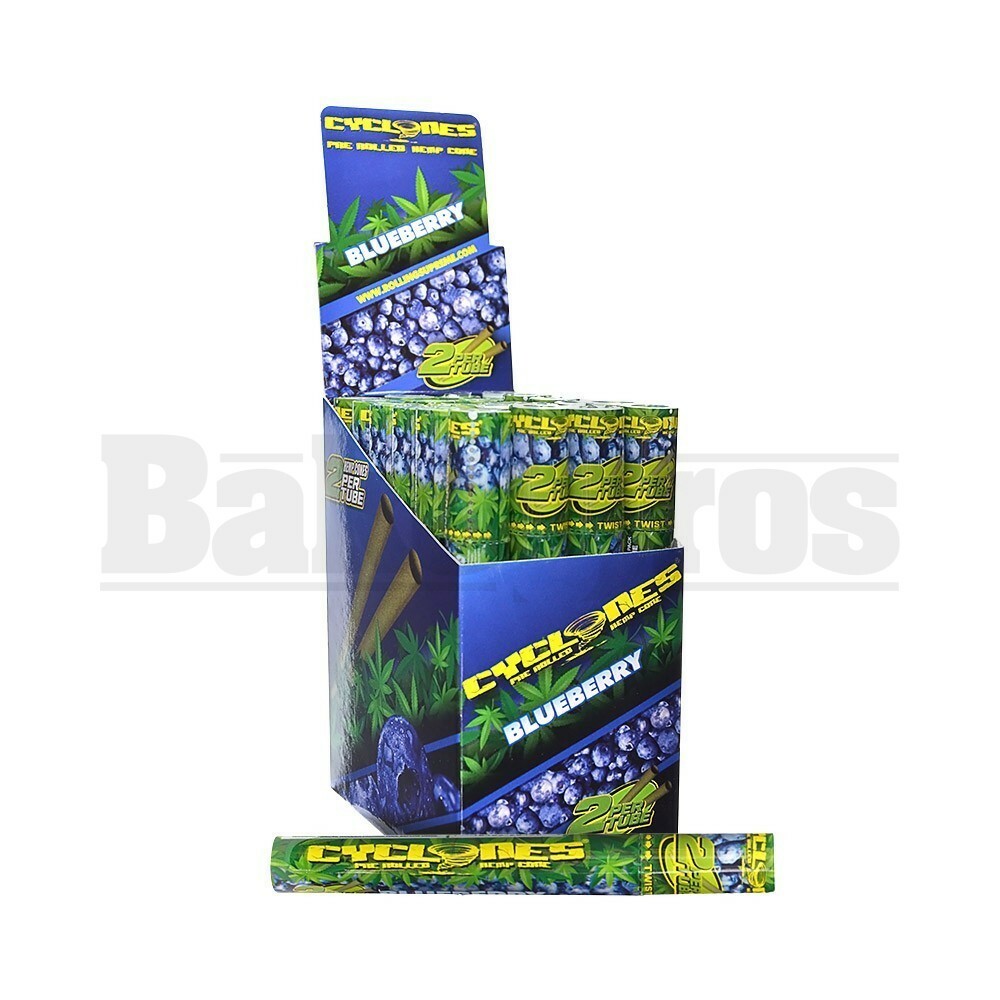 CYCLONES PRE ROLLED HEMP CONES 2 PER TUBE BLUEBERRY Pack of 24